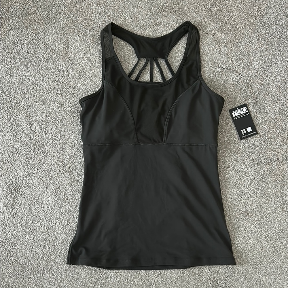 Two Diamond Fit Athletic Workout Tank Lined Army Green size S NWT